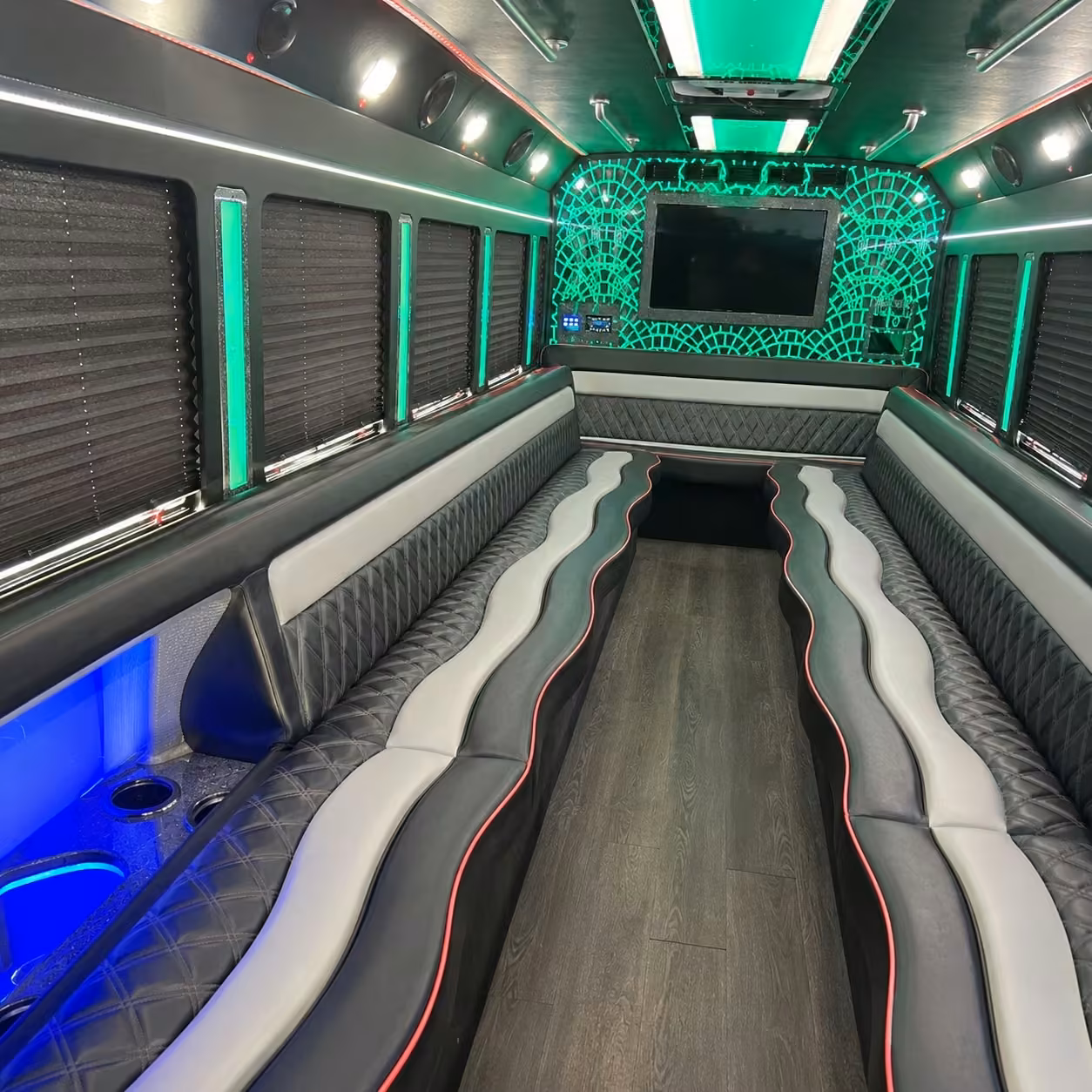 18 passenger party bus interior