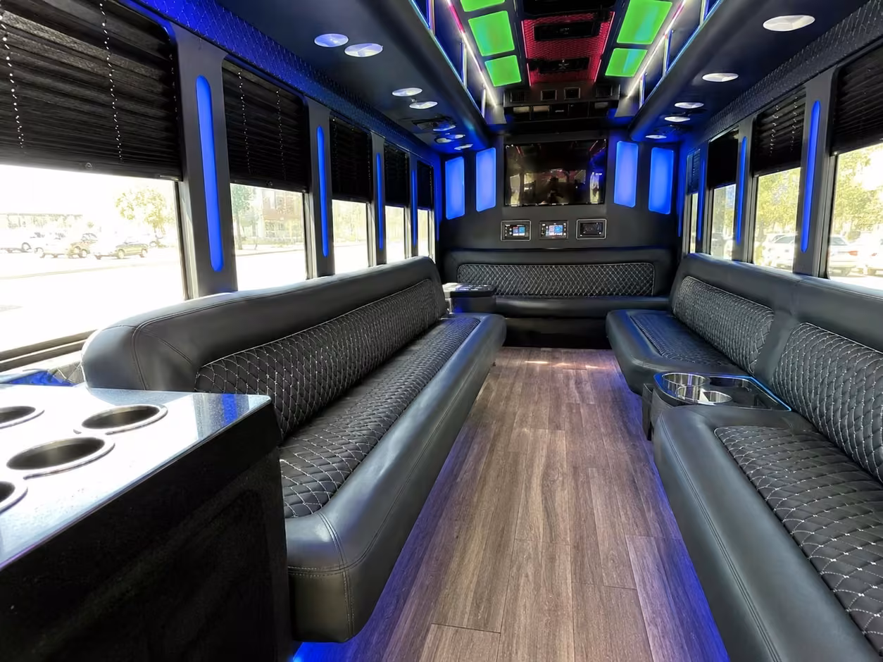 20 passenger party bus inside